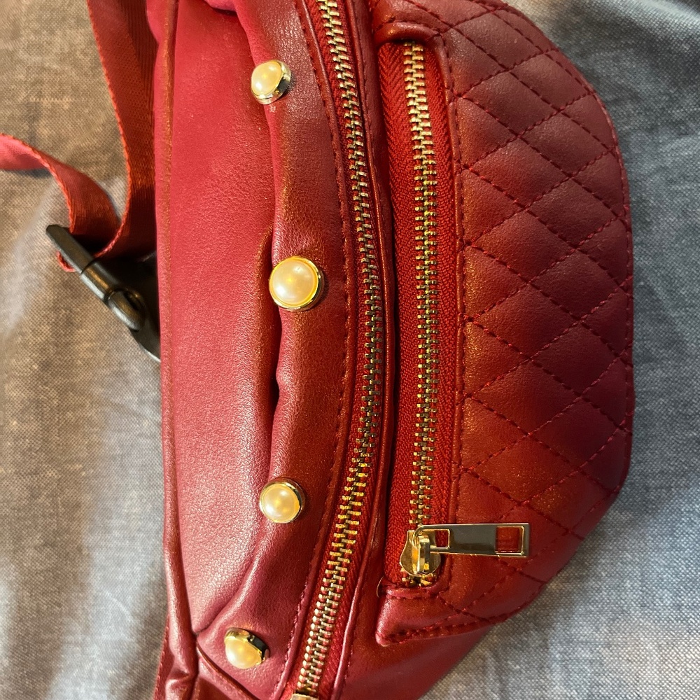 Beautiful red pearl belt bag